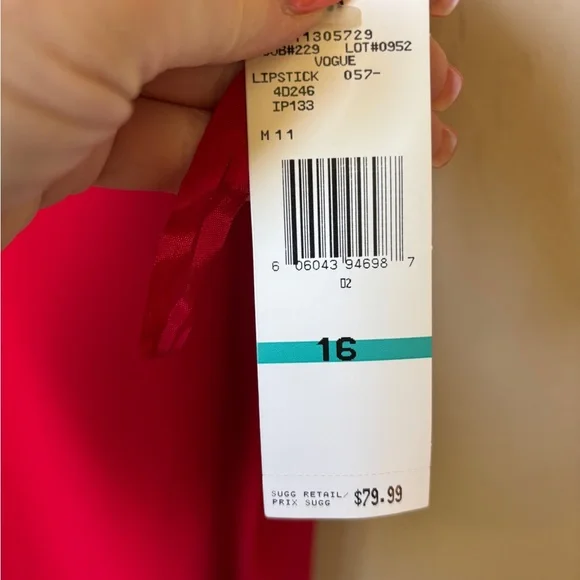 Jones Wear NWT Lined Red Silk Midi Dress Women’s Size 16 Workwear - Picture 6 of 7